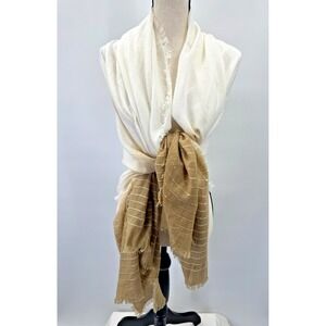 Ombre Sparkle Gold Sequin Cream Beige Tan Scarf Shawl Wrap 46X35 Reactangle